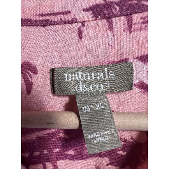 Naturals D & Co Linen Blend Pink Tropical Pro T Skirt Set XL/1X Resort Cruise - Picture 5 of 7